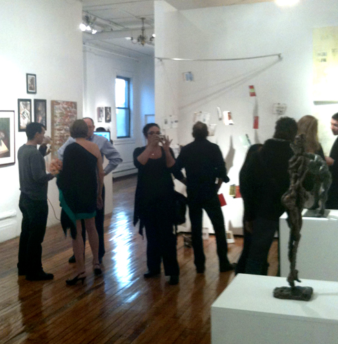 Crowd at Broadway Gallery NYC art show Featuring Melody Owens Art