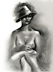 Brittany charcoal figure drawing by Melody Owens