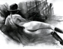 Charcoal Figure Drawing by Melody Owens