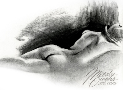 charcoal figure drawing by Melody Owens