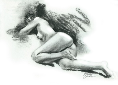 Spanish Dancer - Charcoal drawing, classic female nude by Melody Owens