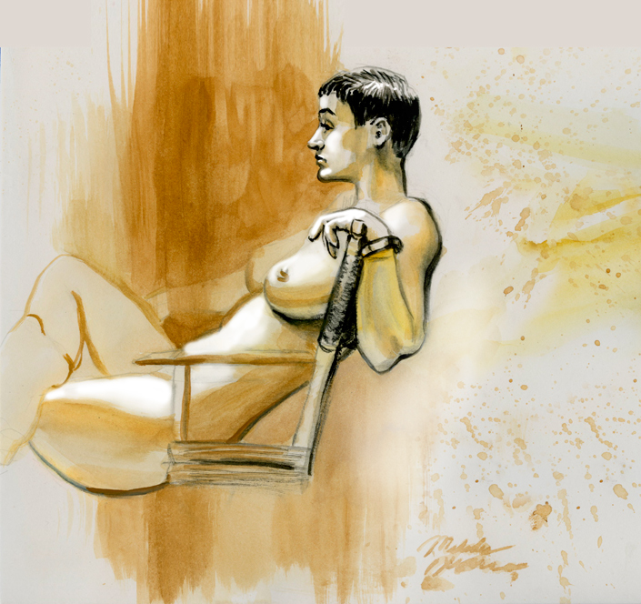 Watercolor Figure Drawing of Britt by Melody Owens