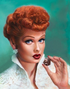 Lucille Ball art - I Love Lucy & Chocolate painting by Melody-Owens