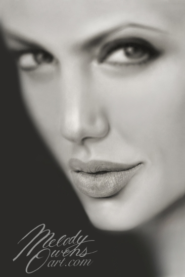 Angelina Jolie's lips by Melody Owens, Liquid Lead Art of Celebrity Angelina