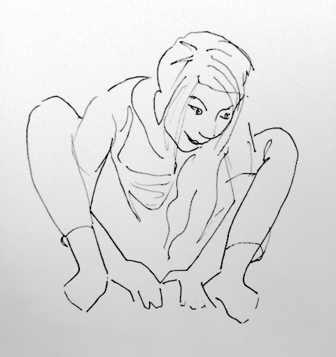 figure drawing, pen, blind line contour