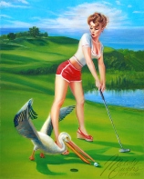 retro rockabilly pinup 50s style golf girl Melody Owens